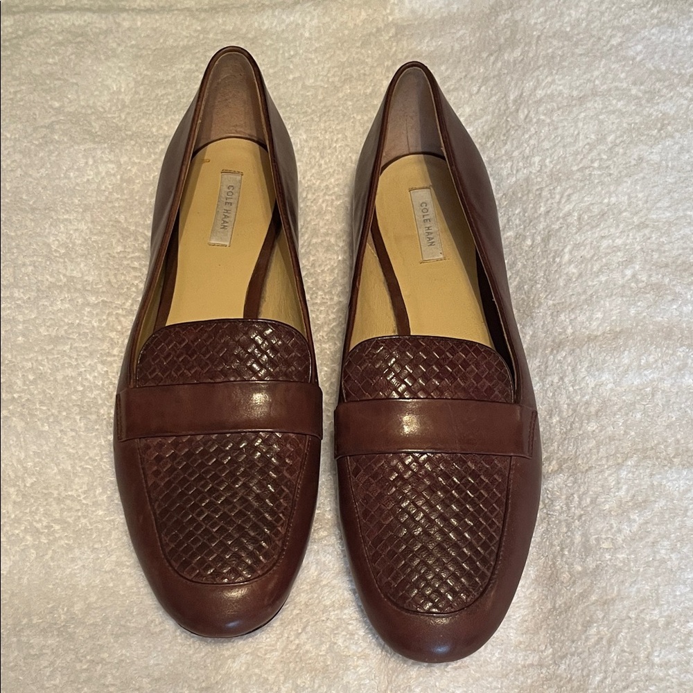 Cole Haan Brown Woven Leather Loafers